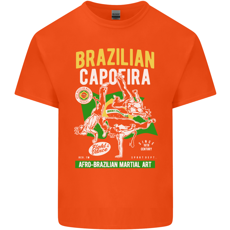 Brazilian Capoeira Mixed Martial Arts MMA Mens Cotton T-Shirt Tee Top Orange