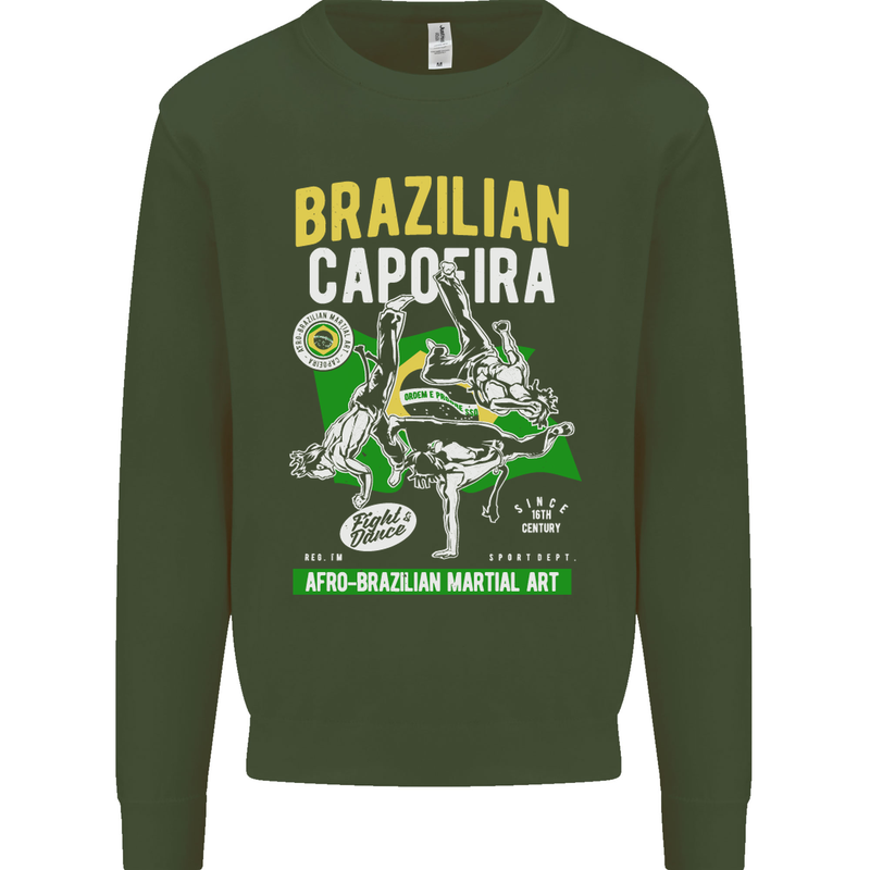 Brazilian Capoeira Mixed Martial Arts MMA Mens Sweatshirt Jumper Forest Green