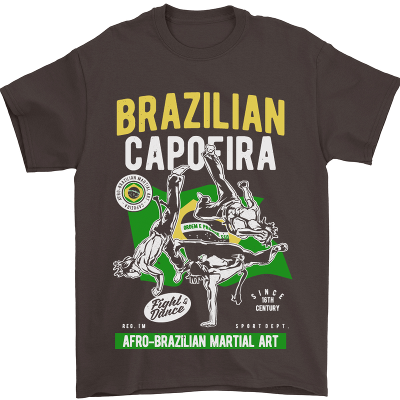 Brazilian Capoeira Mixed Martial Arts MMA Mens T-Shirt Cotton Gildan Dark Chocolate