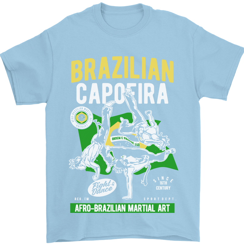 Brazilian Capoeira Mixed Martial Arts MMA Mens T-Shirt Cotton Gildan Light Blue