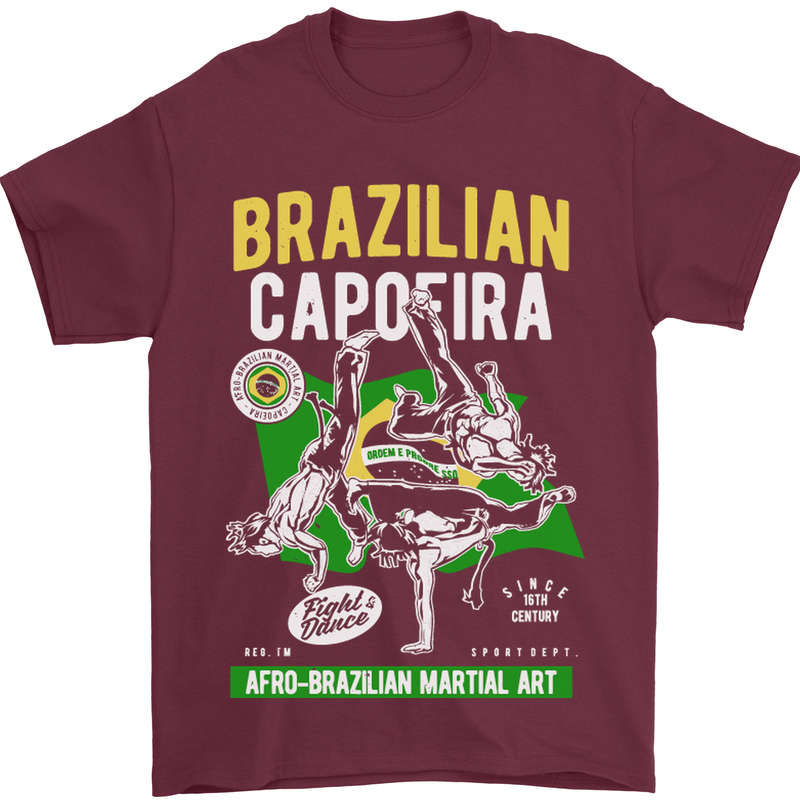 Brazilian Capoeira Mixed Martial Arts MMA Mens T-Shirt Cotton Gildan Maroon