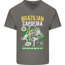 Brazilian Capoeira Mixed Martial Arts MMA Mens V-Neck Cotton T-Shirt Charcoal