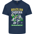 Brazilian Capoeira Mixed Martial Arts MMA Mens V-Neck Cotton T-Shirt Navy Blue