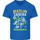 Brazilian Capoeira Mixed Martial Arts MMA Mens V-Neck Cotton T-Shirt Royal Blue