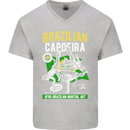Brazilian Capoeira Mixed Martial Arts MMA Mens V-Neck Cotton T-Shirt Sports Grey