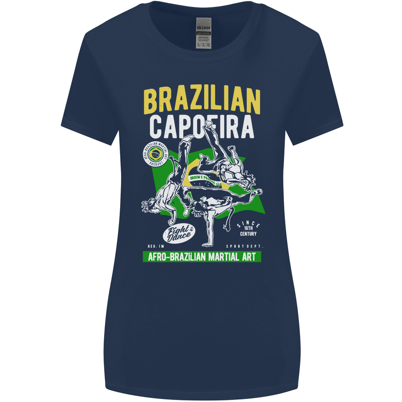 Brazilian Capoeira Mixed Martial Arts MMA Womens Wider Cut T-Shirt Navy Blue
