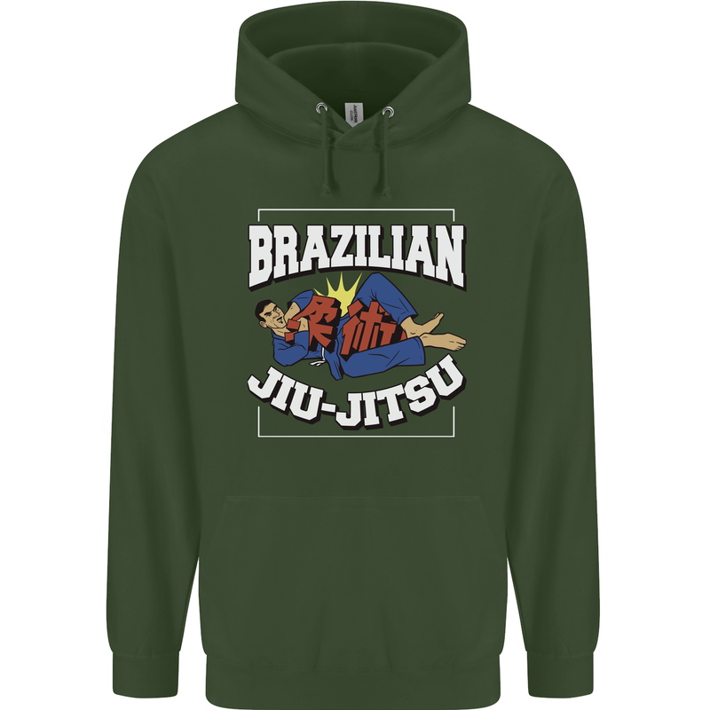 Brazilian Jiu Jitsu Childrens Kids Hoodie Forest Green