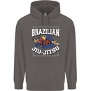 Brazilian Jiu Jitsu Mens 80% Cotton Hoodie Charcoal