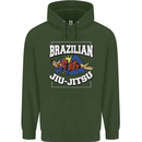 Brazilian Jiu Jitsu Mens 80% Cotton Hoodie Forest Green