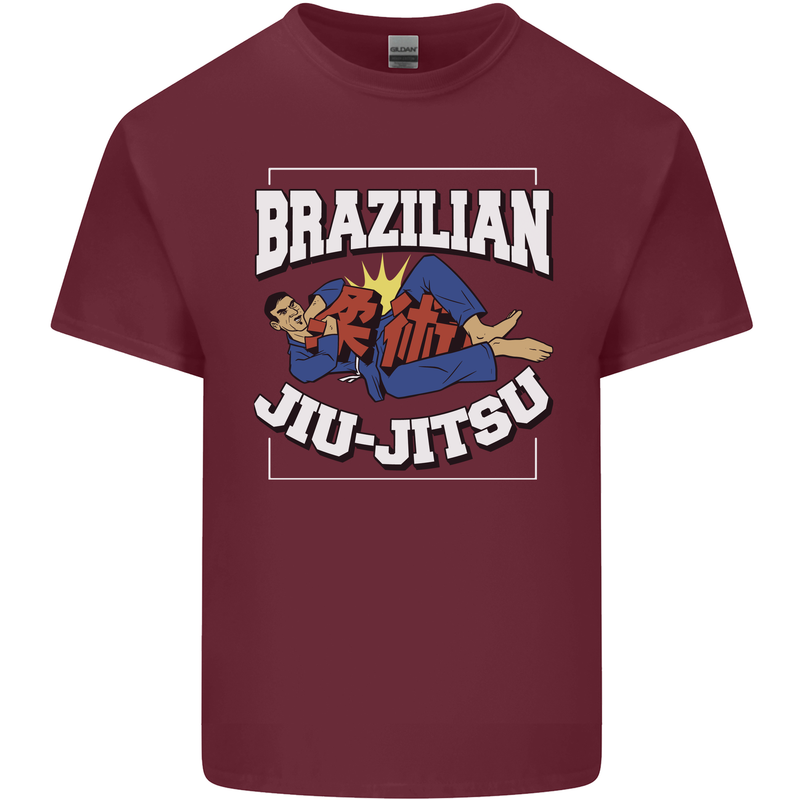 Brazilian Jiu Jitsu Mens Cotton T-Shirt Tee Top Maroon