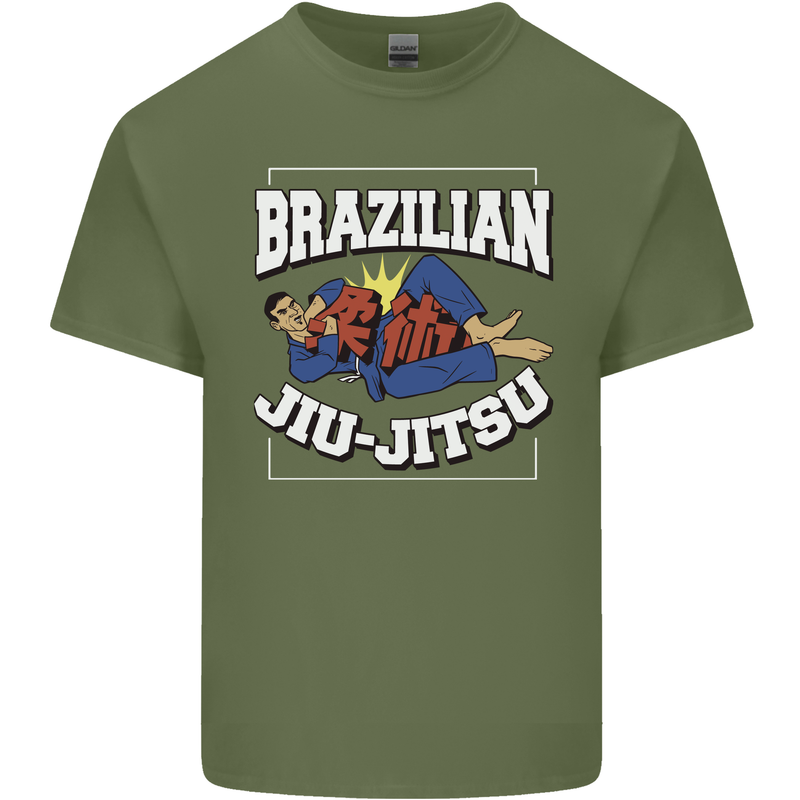 Brazilian Jiu Jitsu Mens Cotton T-Shirt Tee Top Military Green