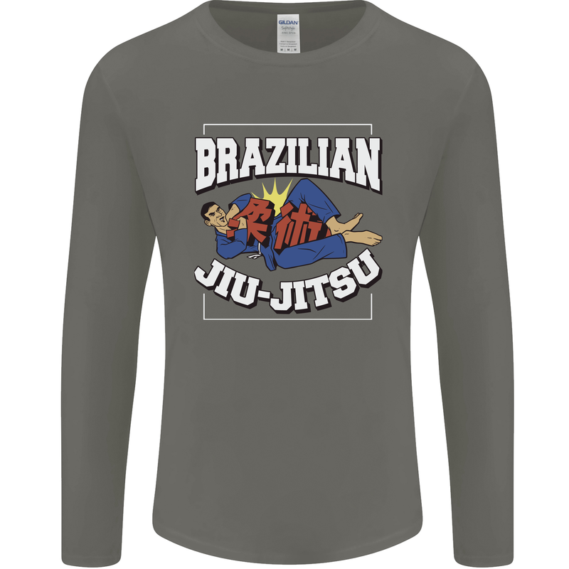 Brazilian Jiu Jitsu Mens Long Sleeve T-Shirt Charcoal