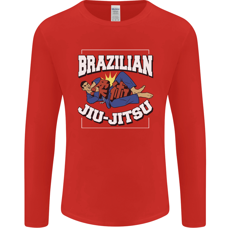 Brazilian Jiu Jitsu Mens Long Sleeve T-Shirt Red