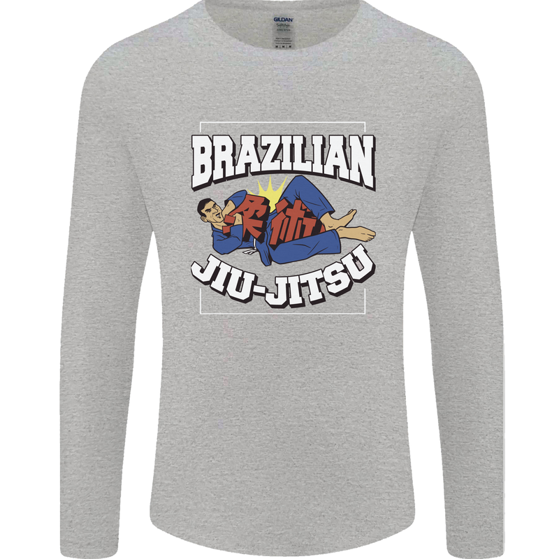 Brazilian Jiu Jitsu Mens Long Sleeve T-Shirt Sports Grey