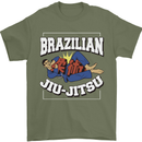 Brazilian Jiu Jitsu Mens T-Shirt 100% Cotton Military Green