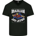 Brazilian Jiu Jitsu Mens V-Neck Cotton T-Shirt Black