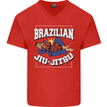 Brazilian Jiu Jitsu Mens V-Neck Cotton T-Shirt Red