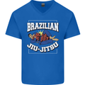 Brazilian Jiu Jitsu Mens V-Neck Cotton T-Shirt Royal Blue