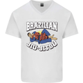 Brazilian Jiu Jitsu Mens V-Neck Cotton T-Shirt White