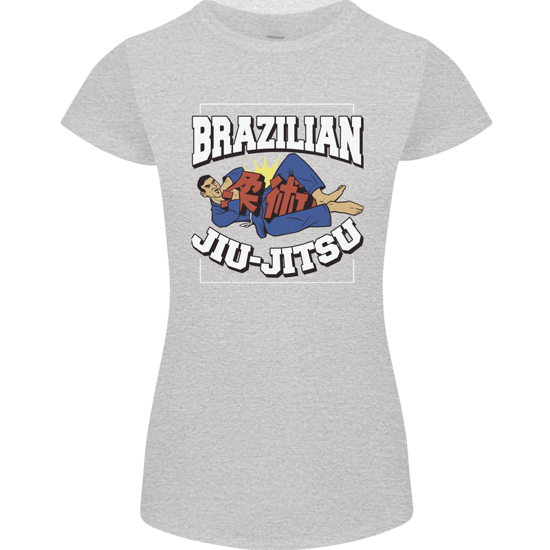 Brazilian Jiu Jitsu Womens Petite Cut T-Shirt Sports Grey