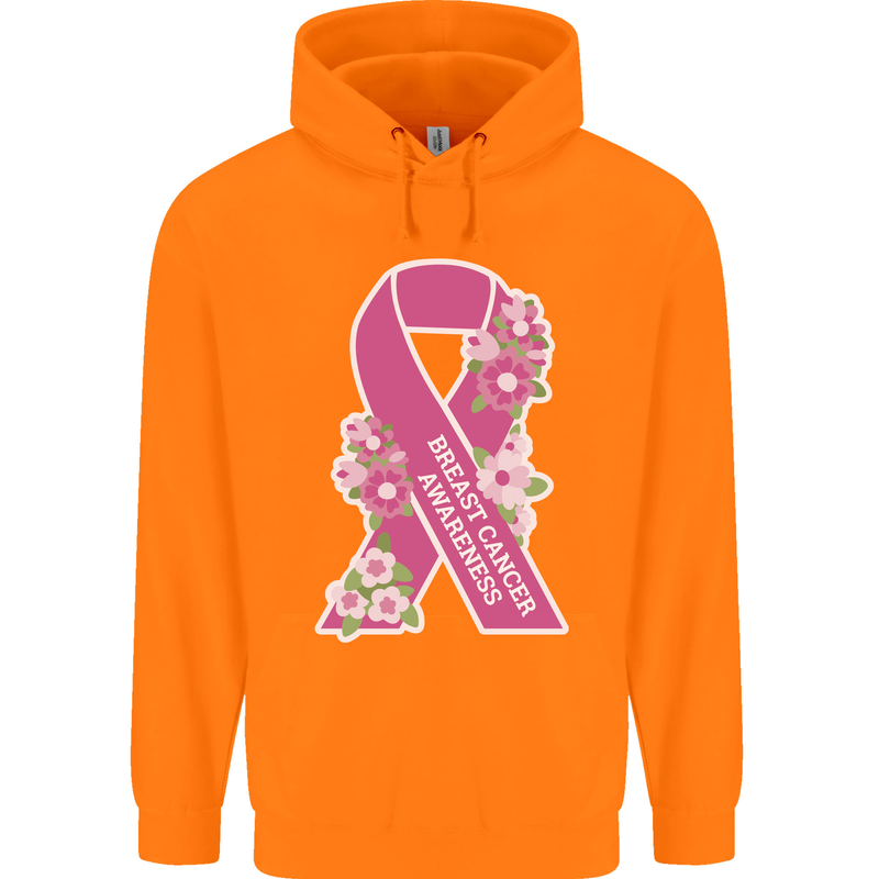 Breast Cancer Awareness Bow Childrens Kids Hoodie Orange