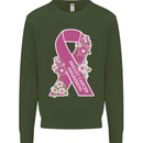 Breast Cancer Awareness Bow Kids Sweatshirt Jumper Forest Green