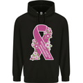 Breast Cancer Awareness Bow Mens 80% Cotton Hoodie Black