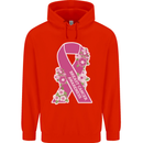 Breast Cancer Awareness Bow Mens 80% Cotton Hoodie Bright Red