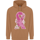 Breast Cancer Awareness Bow Mens 80% Cotton Hoodie Caramel Latte