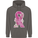 Breast Cancer Awareness Bow Mens 80% Cotton Hoodie Charcoal