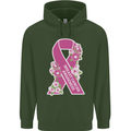 Breast Cancer Awareness Bow Mens 80% Cotton Hoodie Forest Green