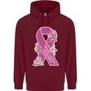 Breast Cancer Awareness Bow Mens 80% Cotton Hoodie Maroon