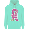 Breast Cancer Awareness Bow Mens 80% Cotton Hoodie Peppermint