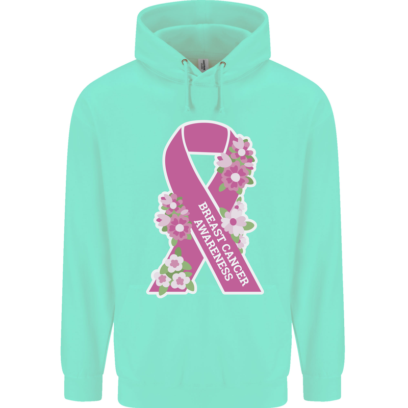 Breast Cancer Awareness Bow Mens 80% Cotton Hoodie Peppermint
