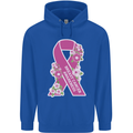 Breast Cancer Awareness Bow Mens 80% Cotton Hoodie Royal Blue