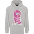 Breast Cancer Awareness Bow Mens 80% Cotton Hoodie Sports Grey