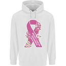 Breast Cancer Awareness Bow Mens 80% Cotton Hoodie White