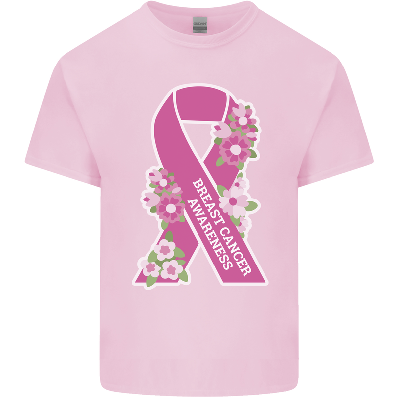 Breast Cancer Awareness Bow Mens Cotton T-Shirt Tee Top Light Pink