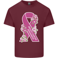 Breast Cancer Awareness Bow Mens Cotton T-Shirt Tee Top Maroon