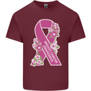 Breast Cancer Awareness Bow Mens Cotton T-Shirt Tee Top Maroon