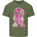 Breast Cancer Awareness Bow Mens Cotton T-Shirt Tee Top Military Green