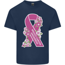 Breast Cancer Awareness Bow Mens Cotton T-Shirt Tee Top Navy Blue