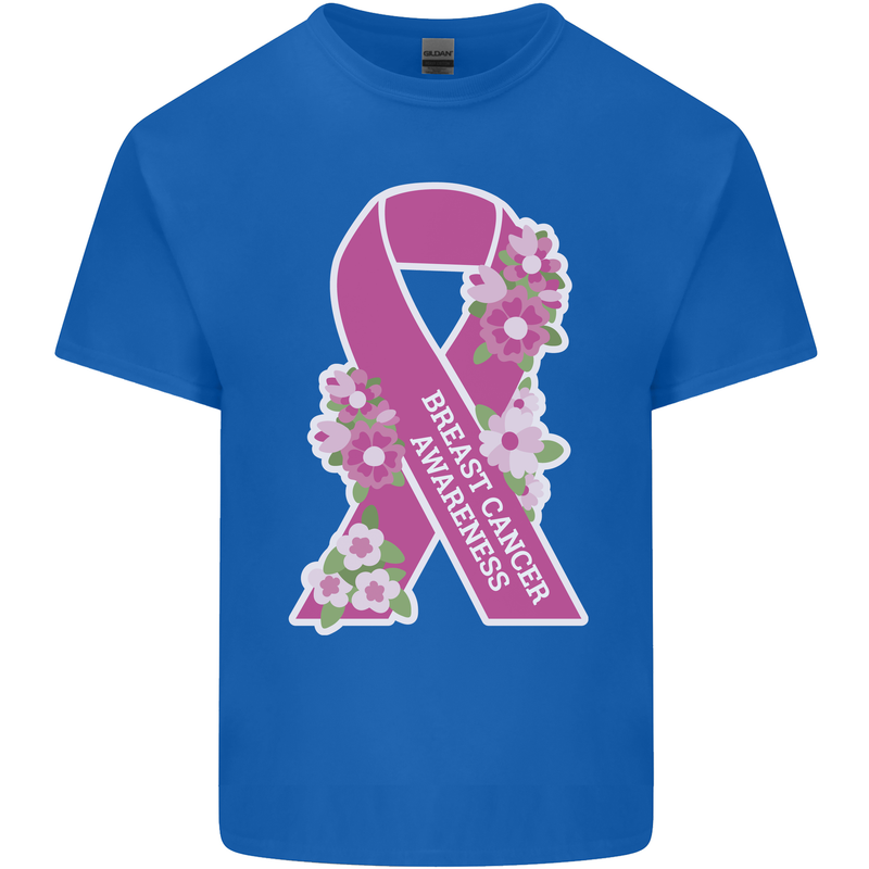 Breast Cancer Awareness Bow Mens Cotton T-Shirt Tee Top Royal Blue