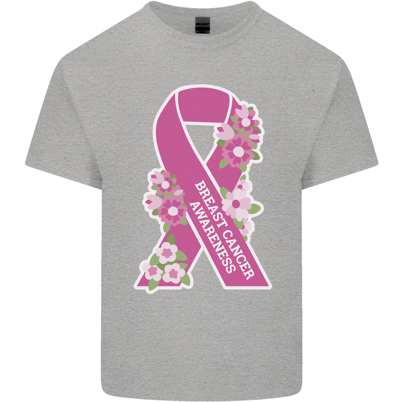 Breast Cancer Awareness Bow Mens Cotton T-Shirt Tee Top Sports Grey