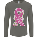 Breast Cancer Awareness Bow Mens Long Sleeve T-Shirt Charcoal