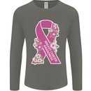 Breast Cancer Awareness Bow Mens Long Sleeve T-Shirt Charcoal