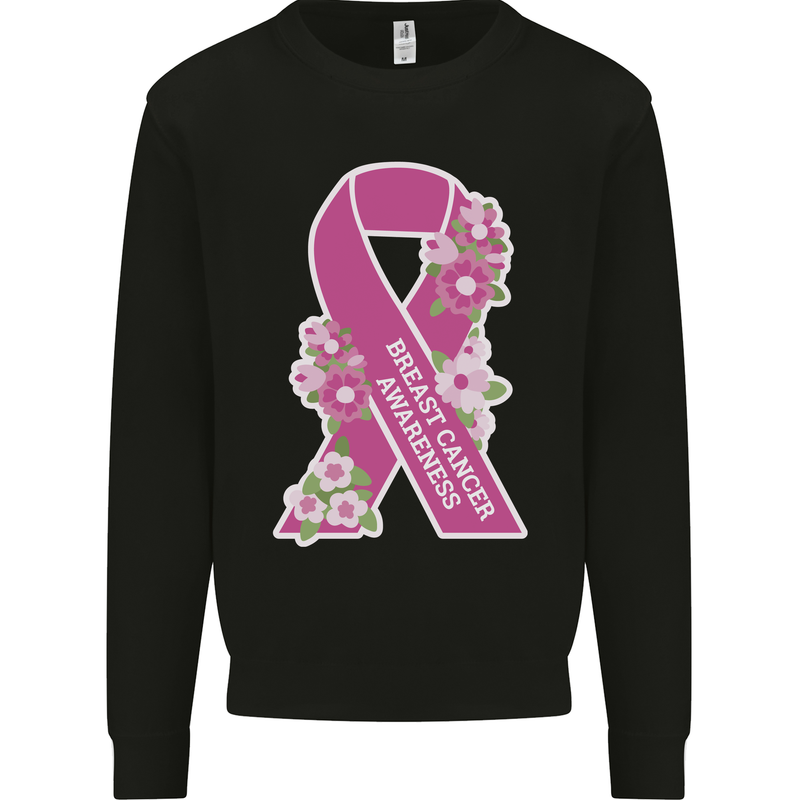 Breast Cancer Awareness Bow Mens Sweatshirt Jumper Black