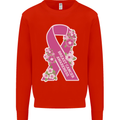 Breast Cancer Awareness Bow Mens Sweatshirt Jumper Bright Red
