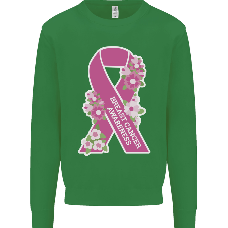 Breast Cancer Awareness Bow Mens Sweatshirt Jumper Irish Green