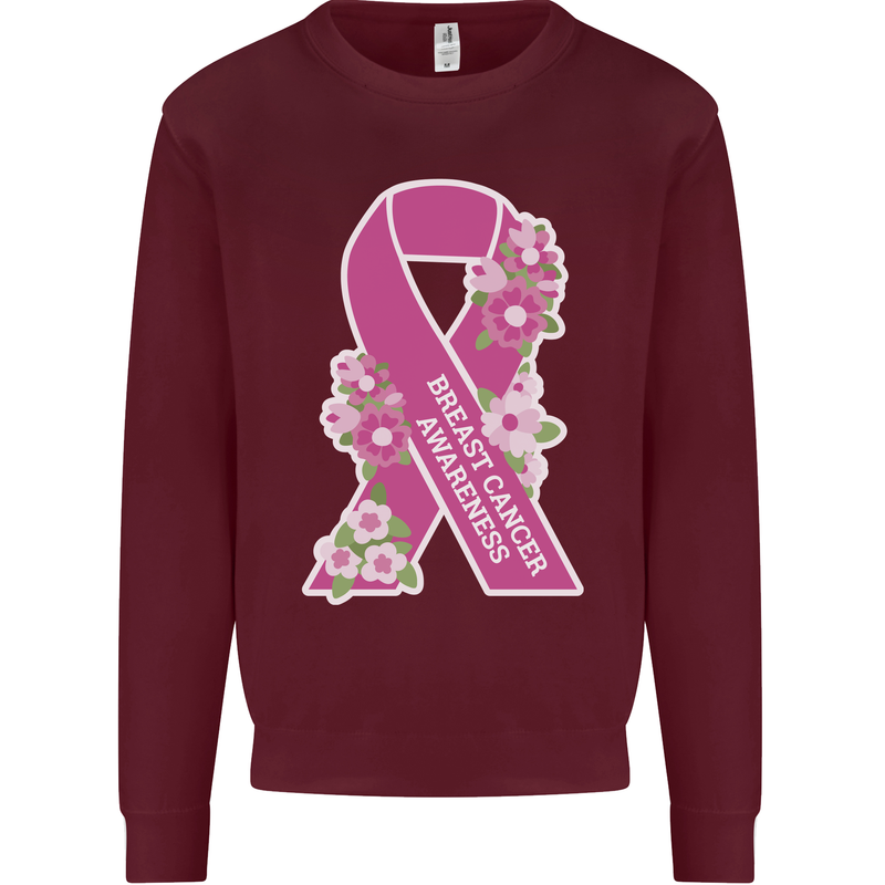 Breast Cancer Awareness Bow Mens Sweatshirt Jumper Maroon